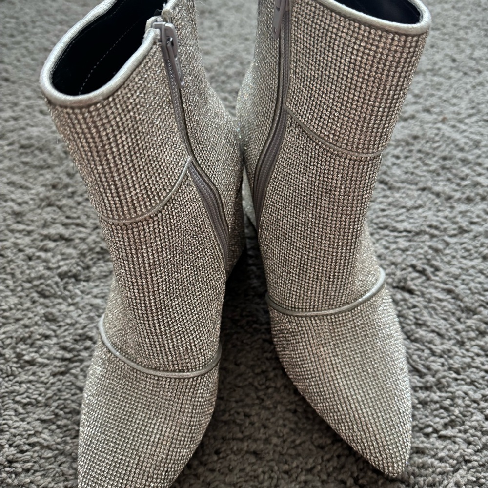 Elegant Silver Sparkling Boots